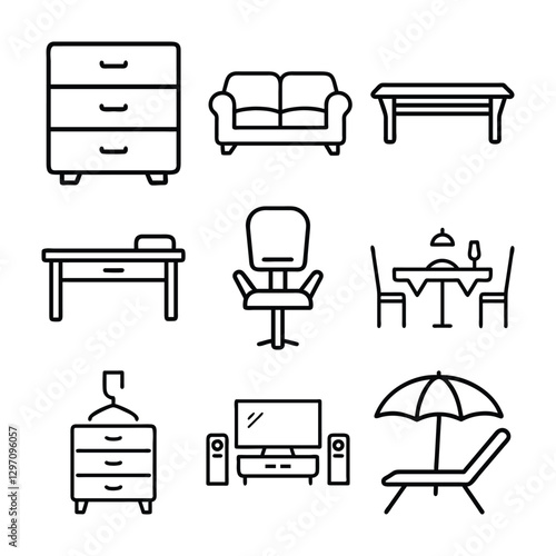 furniture icons set