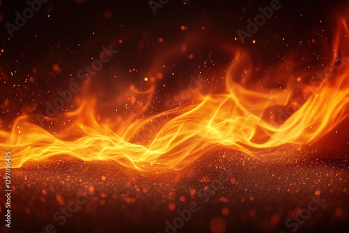 A dramatic fire on a black ...