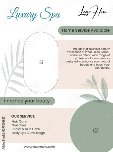 Beauty concept flyer template, salon poster vector