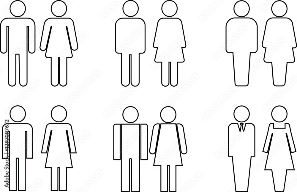 Restroom door bathroom icon pictograms set Woman and man public toilet vector signs, female and male hygiene washrooms symbols, Restroom door bathroom icon pictograms set Woman and man public toilet vector signs, female and male hygiene washrooms symbols,
