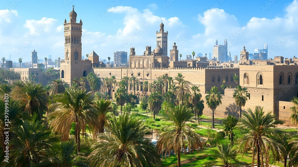 An expansive view showing a historic building and cityscape in daylight An expansive view showing a historic building and cityscape in daylight