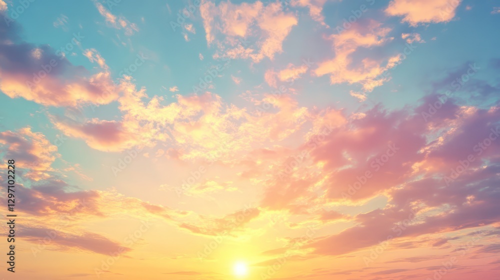 Fototapeta premium A beautiful sunrise with colorful clouds and blue sky