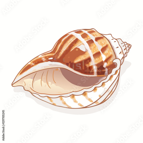 Image of harpaconoidalis conch seashell  white background vector  illustration