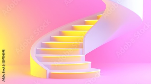Wallpaper Mural Spiral staircase design modern interior 3d render vibrant colors creative space abstract concept Torontodigital.ca