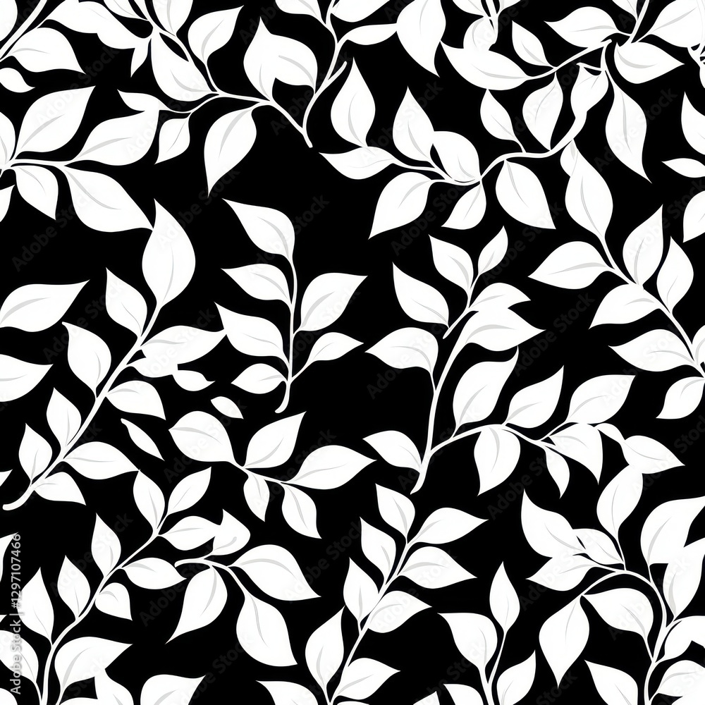 Elegant black and white leaf pattern creating a stylish and modern aesthetic. Elegant black and white leaf pattern creating a stylish and modern aesthetic.