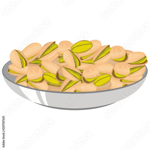 pistachio bowl, Pistachios on bowl vector.