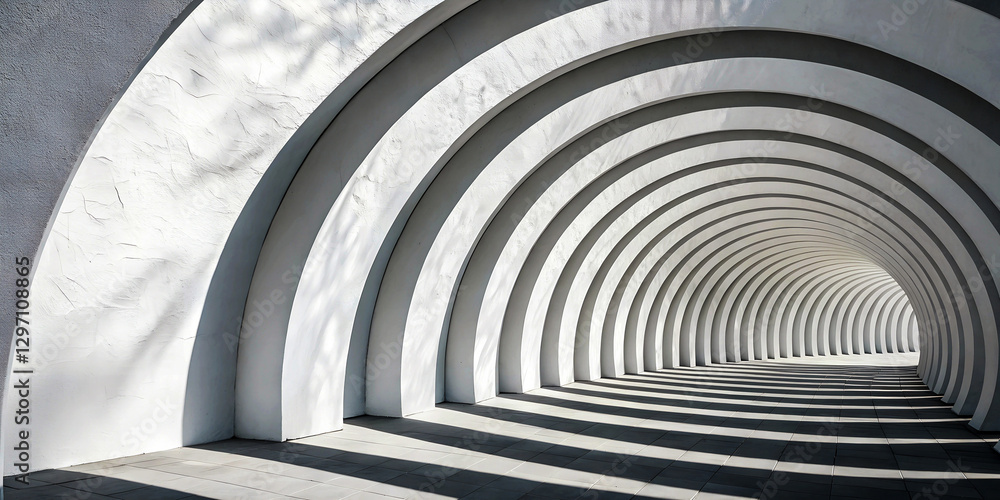 Obraz premium Minimalist concentric circular arcs white background generated by AI.