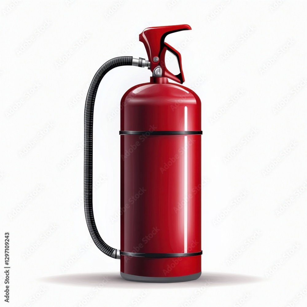 Obraz premium A vibrant red fire extinguisher with a sleek design, ideal for safety and emergency preparedness.