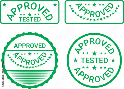 4 100% editable green approved stamp with different shape