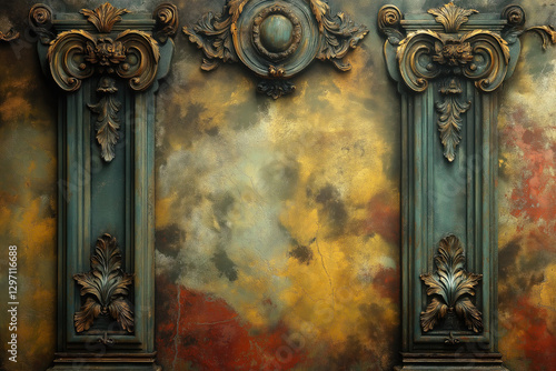 A scroll-style background, ...