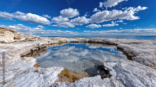 Wallpaper Mural Coastal rock pool reflecting a clear sky Torontodigital.ca