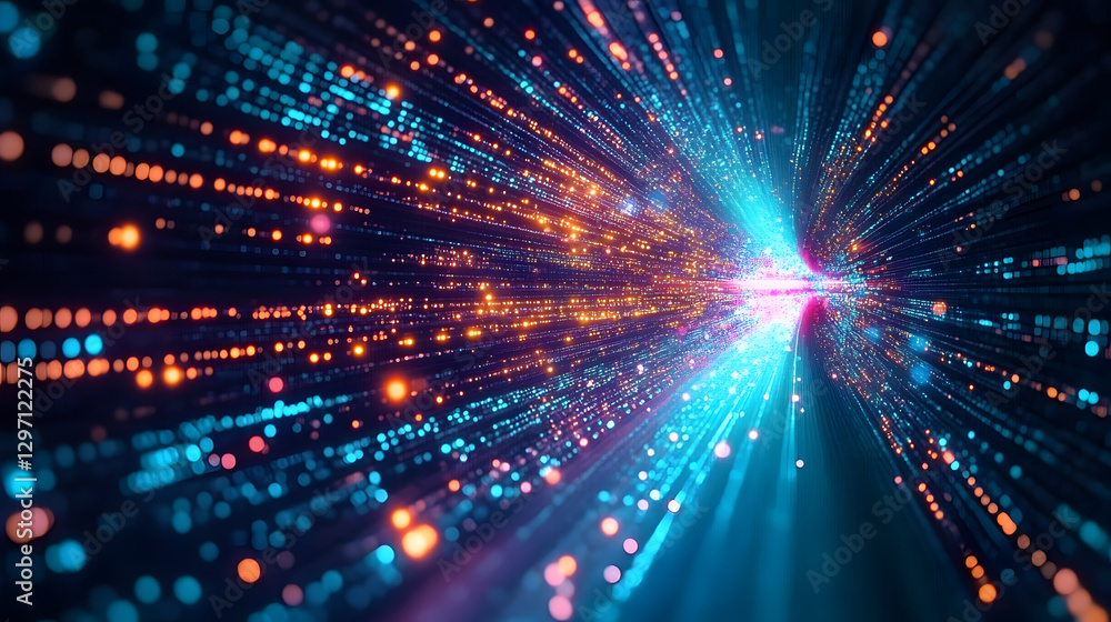 Abstract technology big data background concept: digital data flow motion, transfer and storage of data sets, blockchain technology, server infrastructure, and high-speed internet connectivity Abstract technology big data background concept: digital data flow motion, transfer and storage of data sets, blockchain technology, server infrastructure, and high-speed internet connectivity