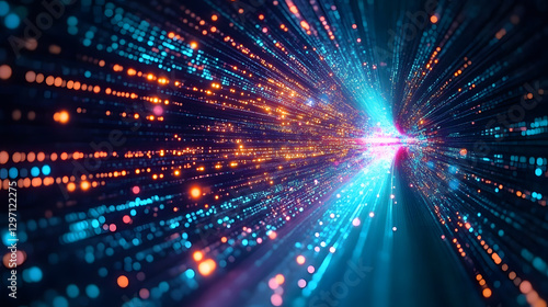 Wallpaper Mural Abstract technology big data background concept: digital data flow motion, transfer and storage of data sets, blockchain technology, server infrastructure, and high-speed internet connectivity Torontodigital.ca