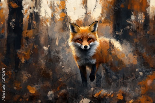 A Beautiful Fox Is Walking Through A Dense Forest Scene