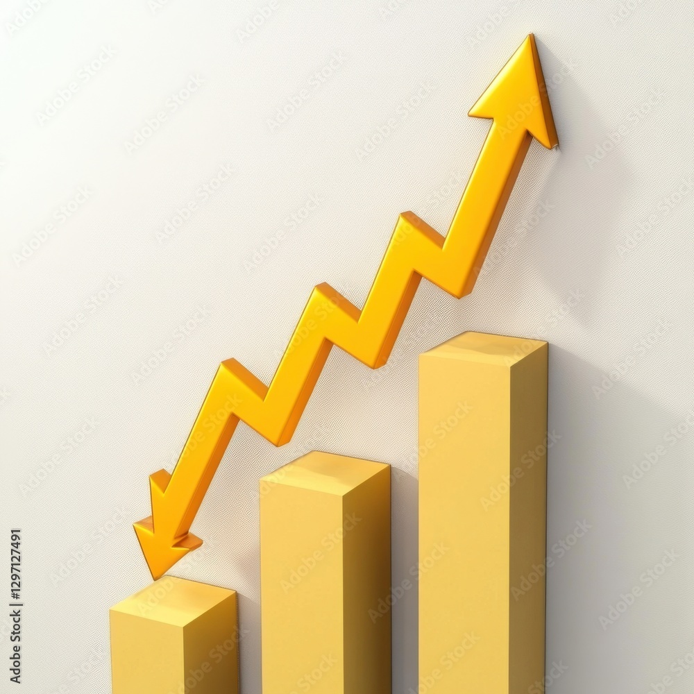 A dynamic upward trend illustrated by orange bars and an arrow, representing growth and success. A dynamic upward trend illustrated by orange bars and an arrow, representing growth and success.