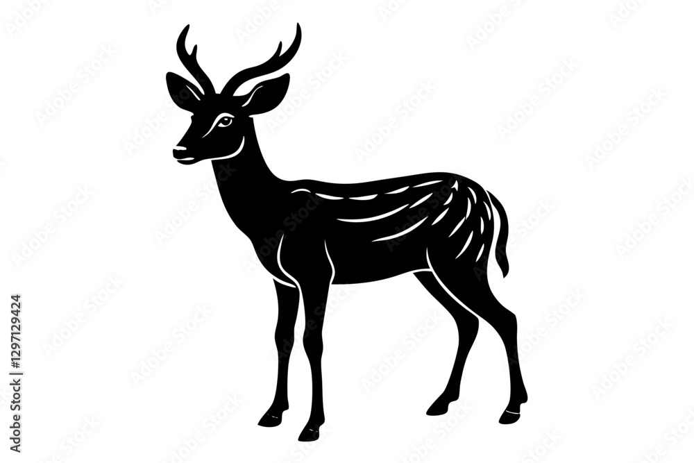 Obraz premium Barasingha Vector Illustration. Perfect for Wildlife Themed Designs