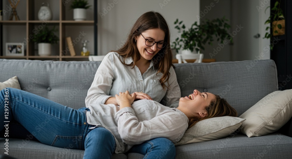 Fototapeta premium young woman watching tv