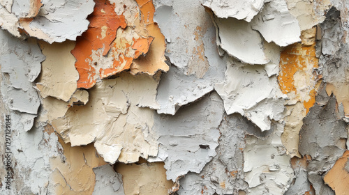 Weathered Wooden Wall with Peeling Paint and Rustic Texture photo