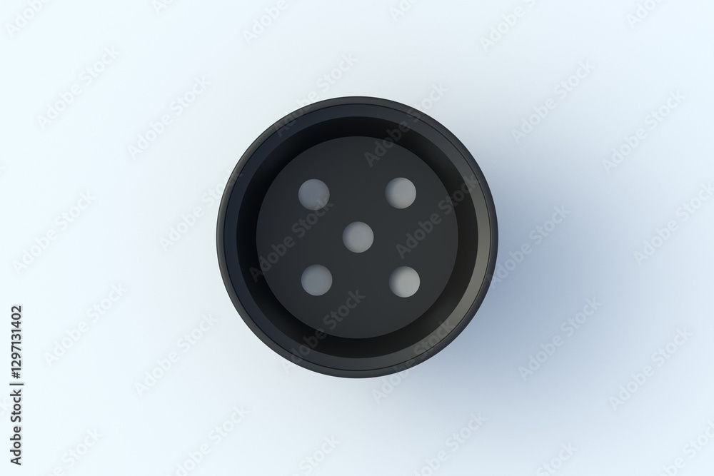 Empty plastic flower pot for seedlings on light gray background. Gardening accessories. Horticulture equipment. Top view. 3d render Empty plastic flower pot for seedlings on light gray background. Gardening accessories. Horticulture equipment. Top view. 3d render