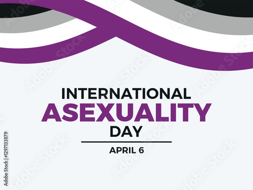 International Asexuality Day poster vector illustration. Asexuality waving abstract LGBT pride flag frame vector. Asexual wavy border graphic design element. Template for background, banner, card
