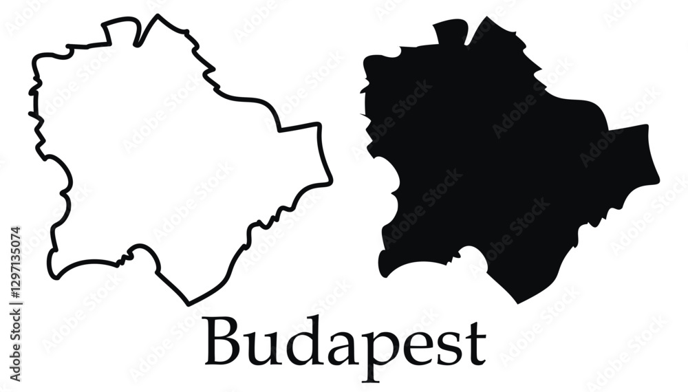 Budapest city map with black border outline vector Budapest city map with black border outline vector