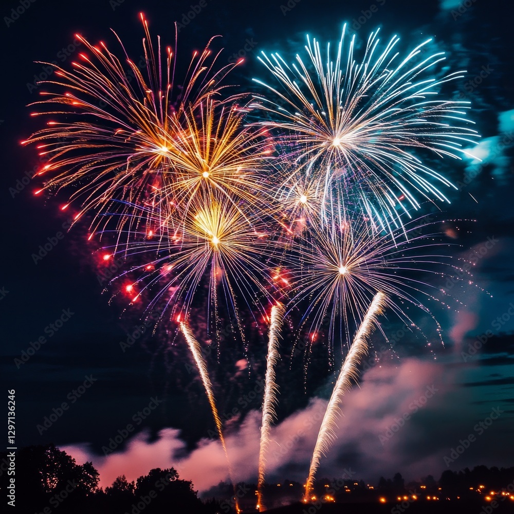 Spectacular Fireworks Display Lighting Up the Night Sky with Vibrant Colors and Stunning Explosions of Light Spectacular Fireworks Display Lighting Up the Night Sky with Vibrant Colors and Stunning Explosions of Light