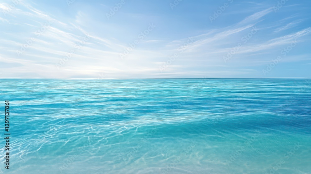 Obraz premium A Beautiful Clear Ocean And Sky With Soft Wispy Clouds