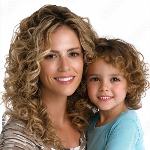 mother with daughter isolated
