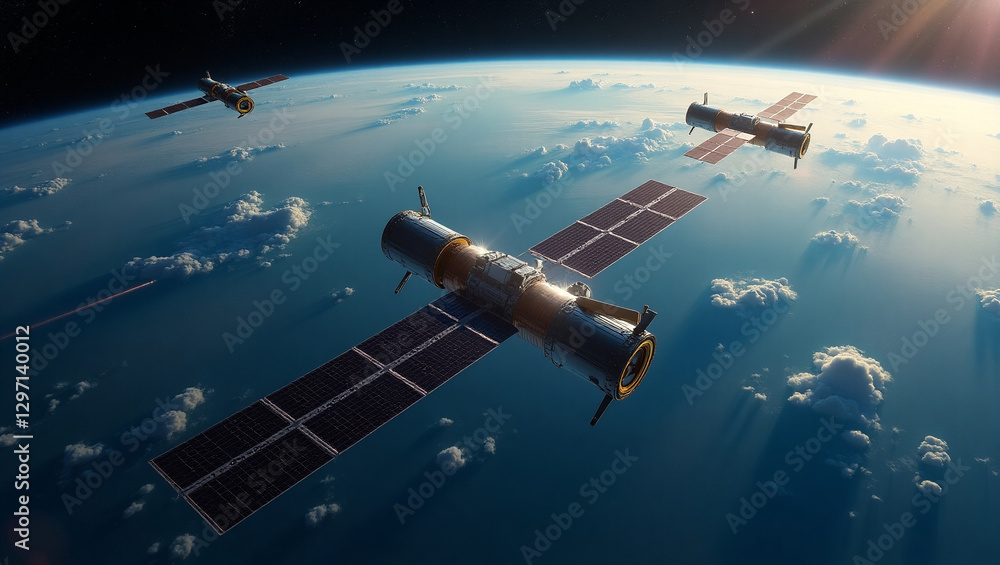 Fototapeta premium Satellites in Earth orbit