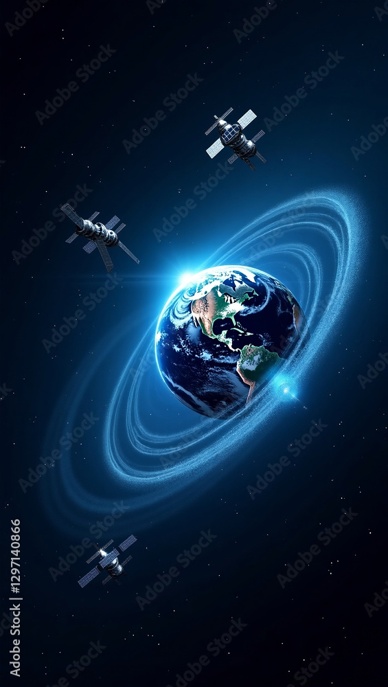 Naklejka premium Satellites in Earth orbit