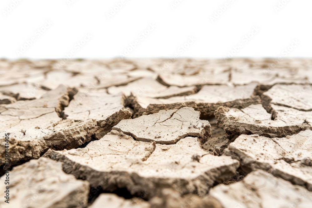 Fototapeta premium Cracked dry earth texture isolated landscape natural content raw environment