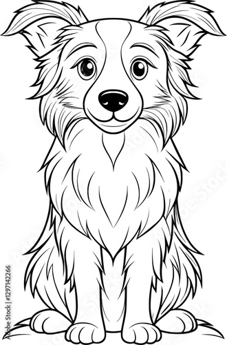 Border Collie Coloring Page – Black and White