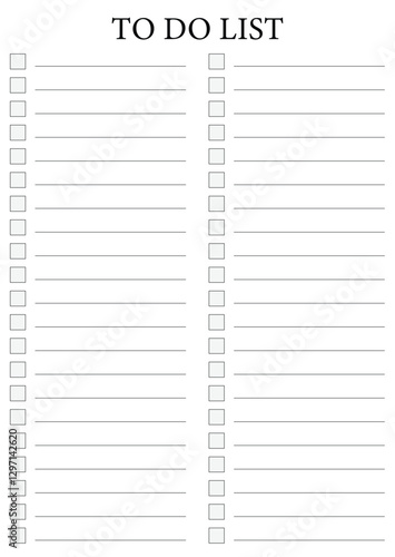 Simplest To Do List Template Two Columns, Simple Task Planner, Printable Checklist Vector
