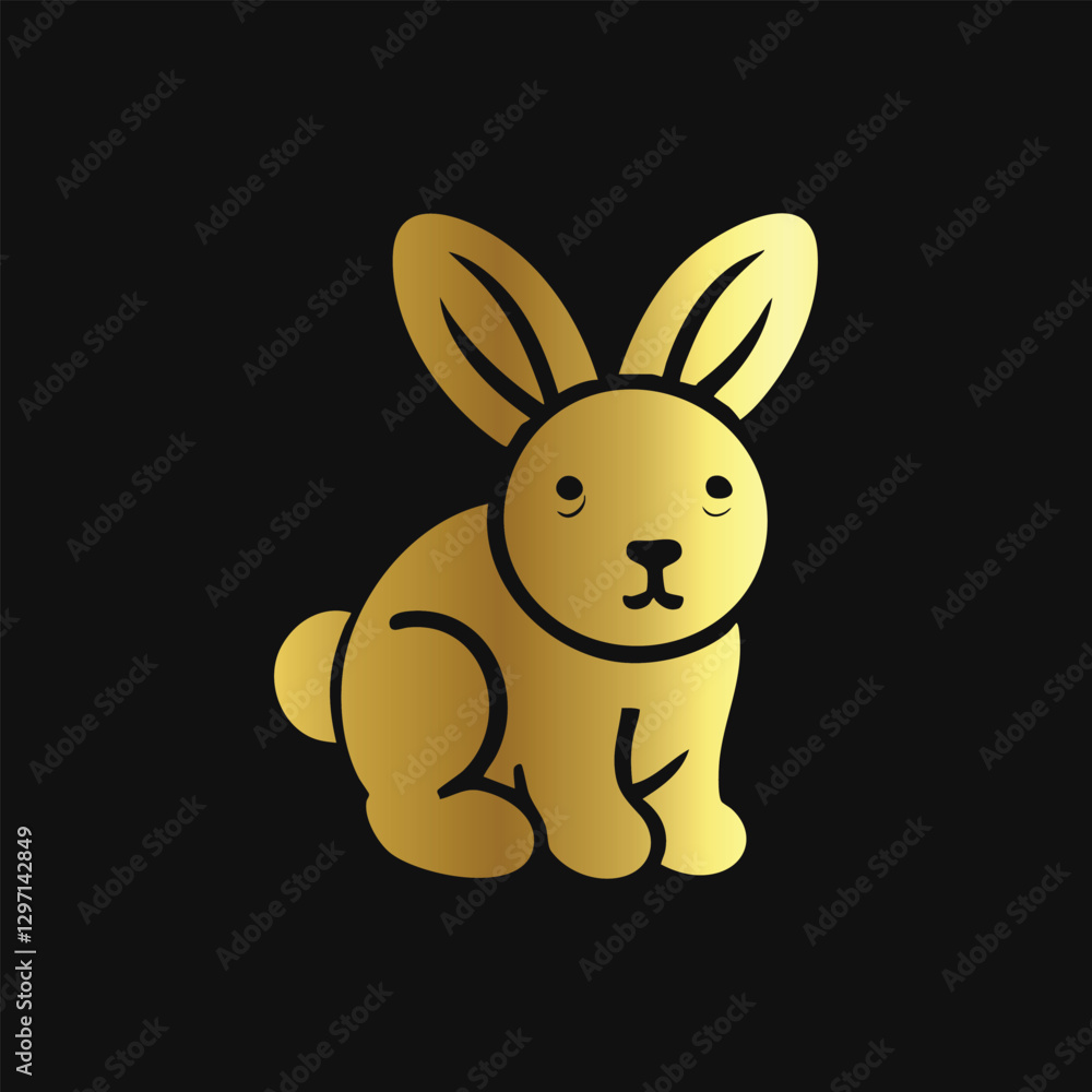 Fototapeta premium Golden Bunny Silhouette: Stylish and Minimalist 