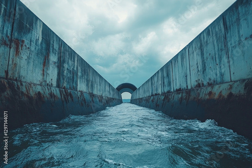 The Chesapeake Bay Bridge-Tunnel, modern and architectural, water backdrop photo