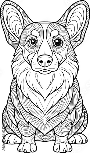 Cardigan Welsh Corgi Coloring Page – Black and White