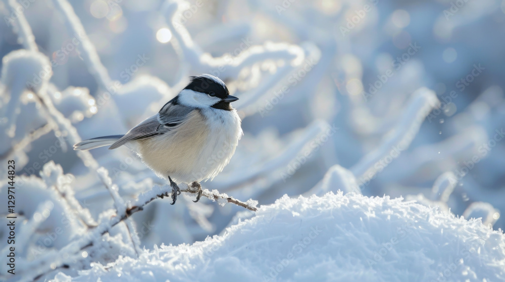 Fototapeta premium bird on winter snow wildlife