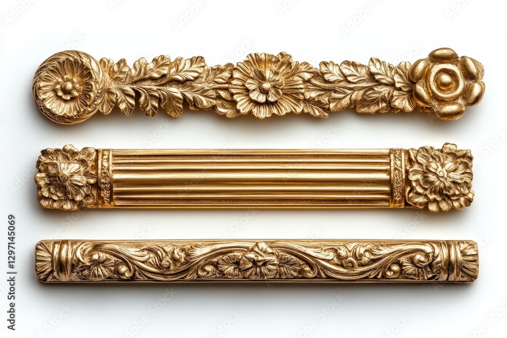 Ornamental baroque design featuring intricate gold carvings and floral motifs from European architecture Ornamental baroque design featuring intricate gold carvings and floral motifs from European architecture