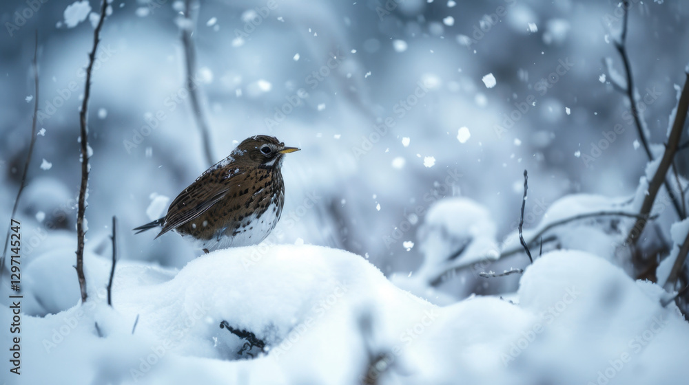 Obraz premium bird on winter snow wildlife