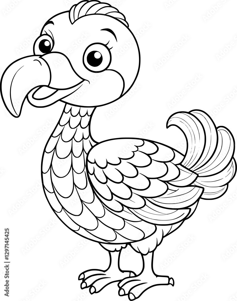 Dodo Coloring Page – Black and White Line Art Dodo Coloring Page – Black and White Line Art