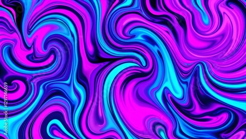 Colorful Swirling Psychedelic Pattern with Neon Shades - Vibrant Abstract Background