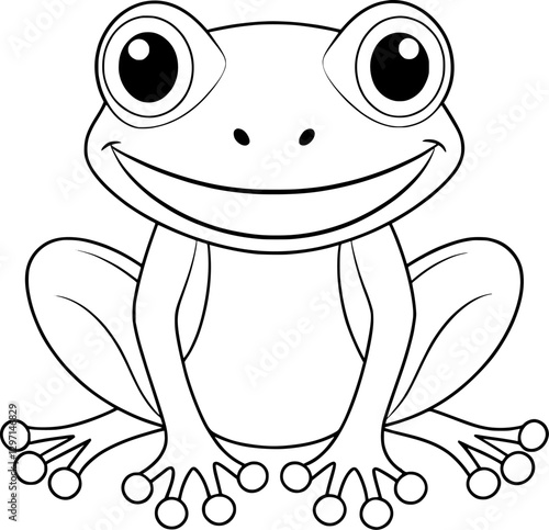 Frog Coloring Page – Black and White Line Art