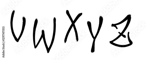 Graffiti spray font alphabet. Part 5. Vector illustration