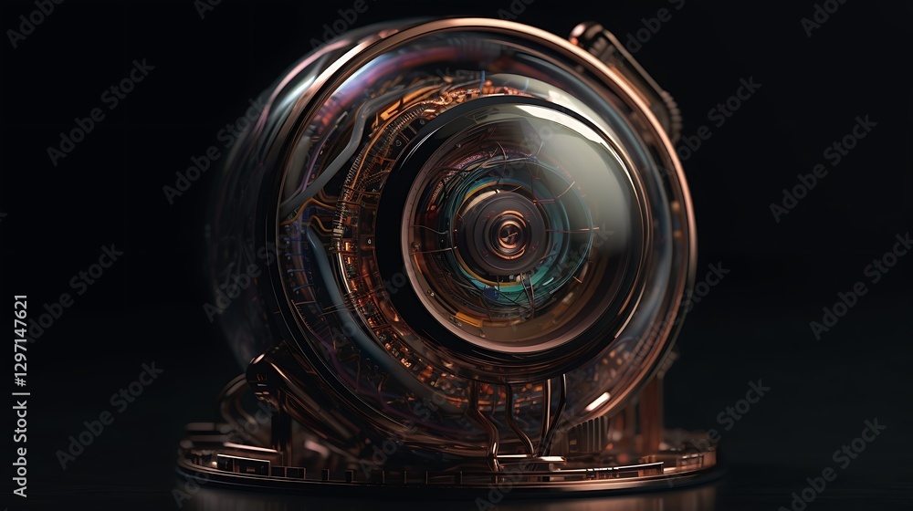 Advanced AI mechanical eye with glowing details high resolution hd photo Advanced AI mechanical eye with glowing details high resolution hd photo