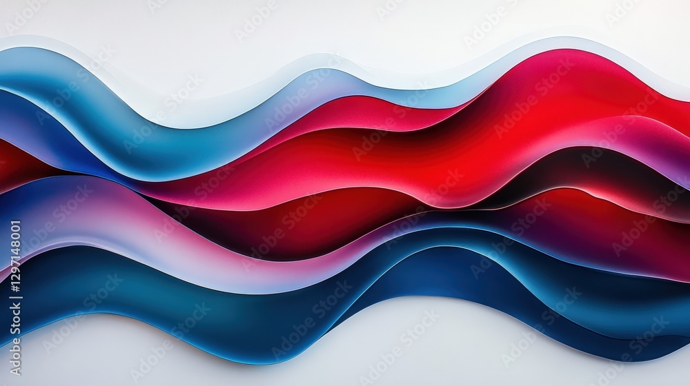 Minimalist Waves Design in Red and Blue Over a White Background Minimalist Waves Design in Red and Blue Over a White Background