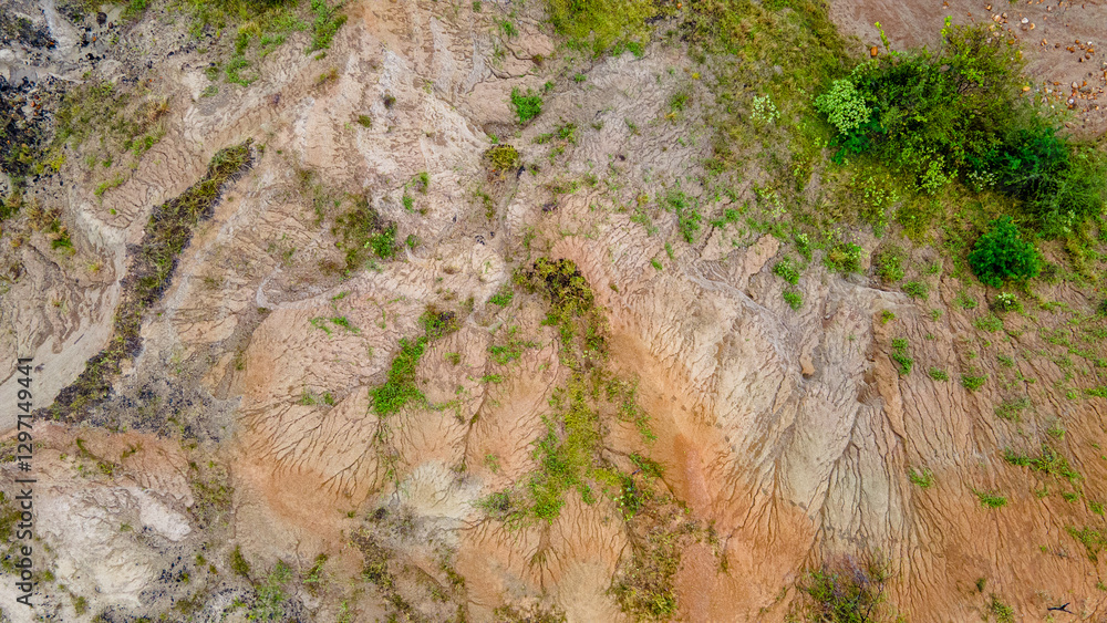 Aerial View of Arid Landscapes in Tatacoa Desert, Huila, Colombia with Unique Rock Formations and Vegetation Aerial View of Arid Landscapes in Tatacoa Desert, Huila, Colombia with Unique Rock Formations and Vegetation