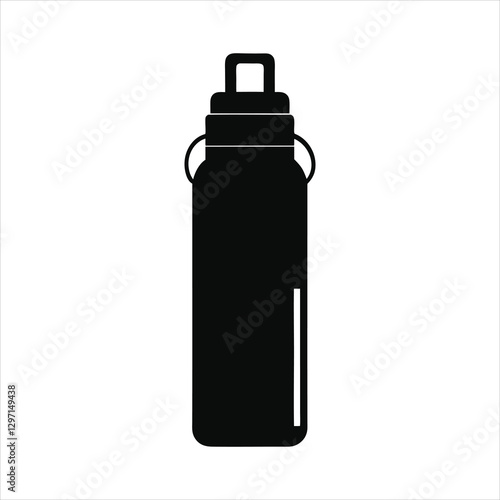 Thermos Bottle Vector Icon Simple Silhouette Design for Web Use