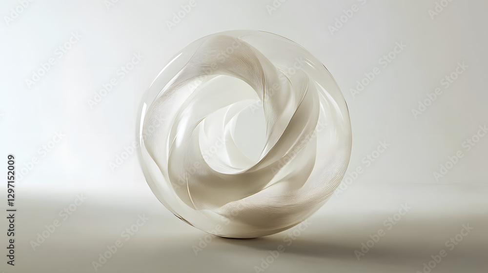 Fototapeta premium A three-dimensional glass sculpture with smooth curves and intertwined forms