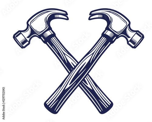 Metallic and wooden hammer. Collection of construction and carpentry tools for woodworking. Handmade or craftsmanship with woodcraft, repair work with wooden materials, timber for craft workshop