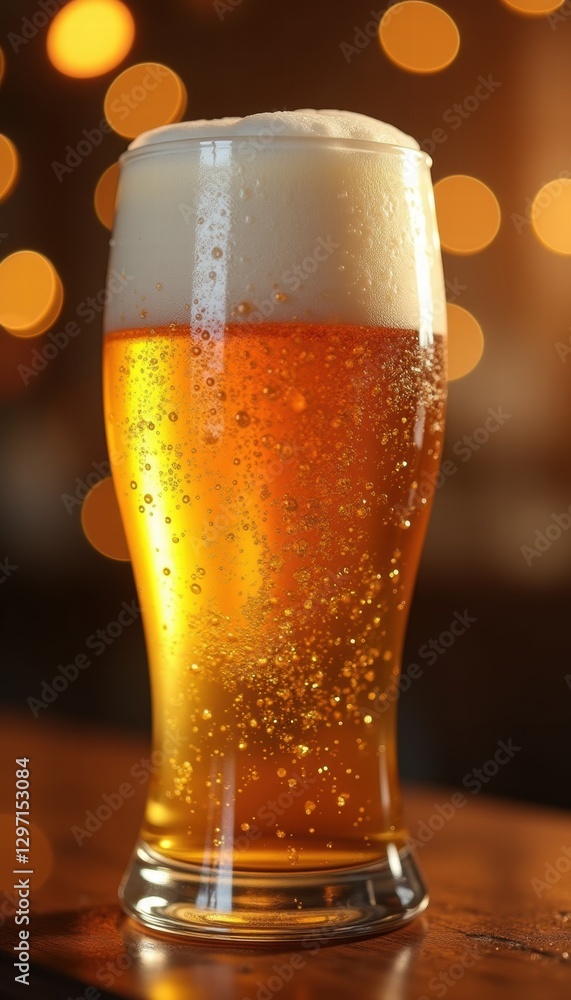 A refreshing glass of golden beer with a frothy top, set against a beautifully blurred background, perfect for advertisements, marketing materials, or editorial use. A refreshing glass of golden beer with a frothy top, set against a beautifully blurred background, perfect for advertisements, marketing materials, or editorial use.